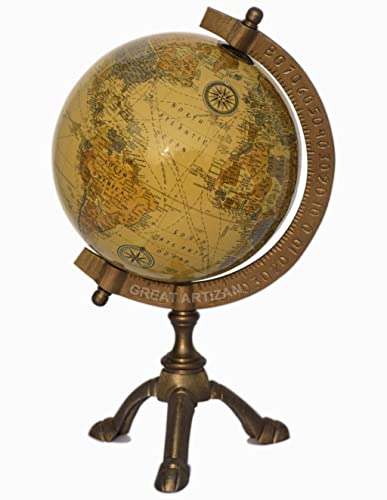 World Globe For Learning & EducationS. Antique Tripod Desk Educational Decorations. Vintage Globe.