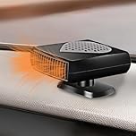 Riloer Portable Car Heater or Fan 12V 150W Car Heater That Plugs Into Cigarette Lighter, 2 in 1 Fast Heating and Cooling Car Defogger Car Defroster, Heater for Car Truck Rv SUV Trailer, 12V