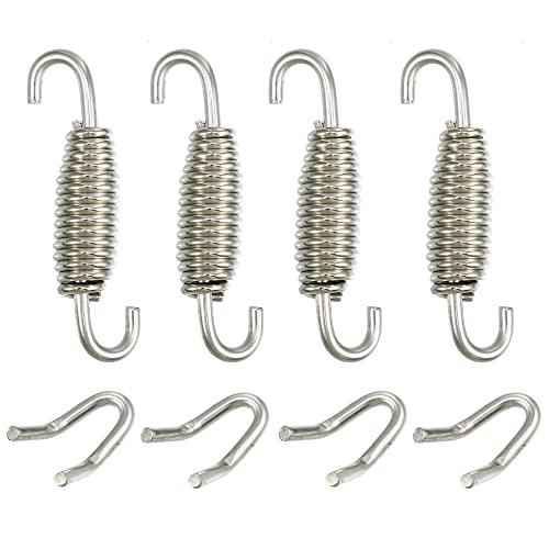 Image of X AUTOHAUX 4 Set 55mm 2.17 inch Motorcycle Exhaust Pipe Spring with U Shape Hooks Stainless Steel Silver Tone