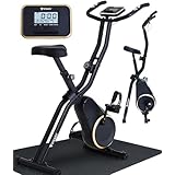 STEADY フィットネスバイク Neo【コンパクト/静音/MONOQLO受賞ベース採用/マットブラック×ゴールド】エアロバイク 運動器具 ST163 (ブラック（マット付き）)