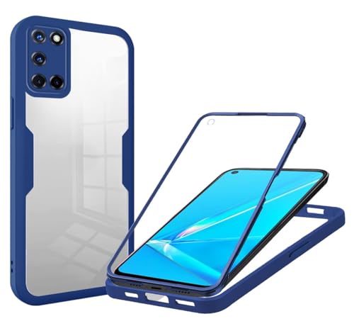 xinyunew Cover per Oppo A52/A72/Oppo A92 4G,360 Gradi Rugged Antiurto Custodia con Protezione dello Schermo Integrata,Trasparente Protettivo Case con Protezione Fotocamera,blu