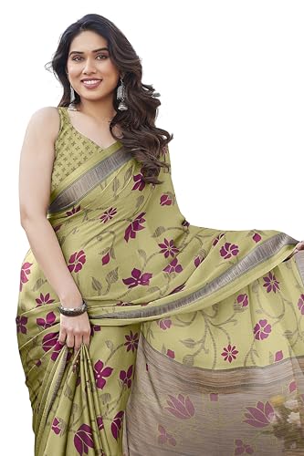 Image of MIRCHI FASHION Saree for Woman Chiffon Floral Printed | Lightweight Daily Wear Women's Sari with Unstitched Blouse Piece (Available in 20 Colors)