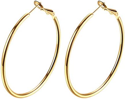 18K Gold Plated Polished Round Hoop Earrings For Women Diameter 60mm