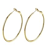18K Gold Plated Polished Round Hoop Earrings For Women Diameter 60mm
