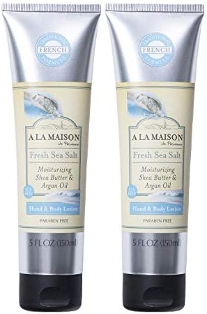 A LA MAISON Fresh Sea Salt Lotion for Dry Skin - Natural Hand and Body Lotion (2 Pack, 5 oz Bottle)