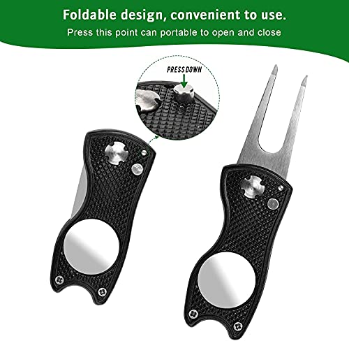Golf Towel Kit With Golf Brush Tools Stainless Steel Foldable Divot Repair Tool, Microfiber Waffle Golf Towel Kit For Golf Ball Cleaner #TOP4