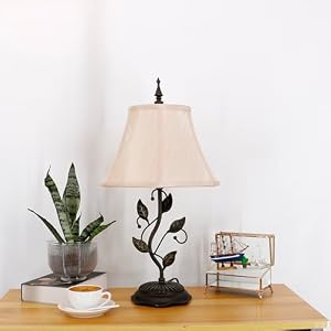 Farmhouse Table Lamp Antique Resin Metal Leaf Base Traditional Rustic Mid-Century Desk Lamp 22.5 Inch Tall for Living Room Office Bedroom Farmhouse Table Lamp Antique Resin Metal Leaf Base Traditional Rustic Mid Century Desk Lamp 225 Inch Tall for Living Room Office Bedroom