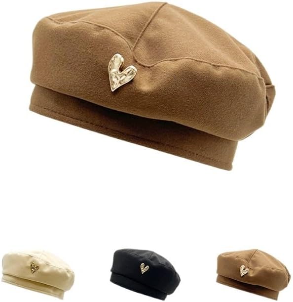 Versatile Beret for Ladies Casual Artistic Winter Woolen Octagonal Hats