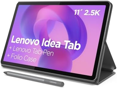 Lenovo Idea Tab - College Tablet - 11″ 2.5K IPS Touchscreen Display - 90Hz - MediaTek Dimensity 6300-8 GB Memory - 256 GB Storage - Integrated Arm Mali-G57 MC2 Tab Pen and Folio Case