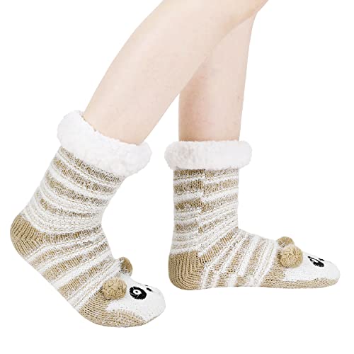 Image of Chassic Sherpa Lined Slipper Socks for Women, Non-Slip Cozy Winter House Socks, Soft Fuzzy Socks, Gifts for Women & Ladies Stocking Stuffers