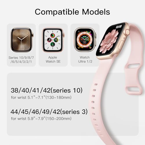 Image of Bands Compatible with Apple Watch Band 40mm 38mm 41mm 42mm 44mm 45mm Women Men, Soft Silicone Sport Wristbands Replacement for iWatch Series 8 7 6 5 4 3 2 1 SE (6 Pack)