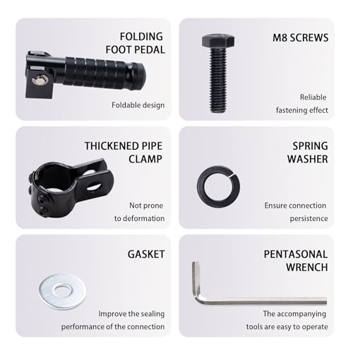 Image of Universal 8mm Foot Pegs 90 Degree Foldable Motorcycle Footpegs CNC Anti-Skid Footrest compatible with Honda Yamaha Aprilia Suzuki Electric Car Motorbike Mini Bike Dirt Pit Bike Passenger Pedal