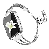TOYOUTHS Stainless Steel Bracelet Compatible with Fitbit Versa/Versa 2 Bands for Women Premium Metal Wristband Replacement Versa Lite Special Edition SE Bangle Strap Dressy Accessories Silver