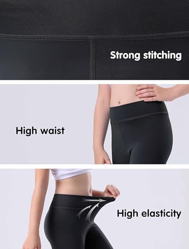 Yitoco Meninas Calças De Ioga Esportivas Infantis, Leggings Pretas, Cintura Alta, Para Dança, Corrid