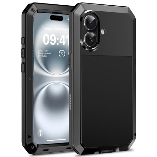 Coque en métal pour iPhone 17 blindée et étanche de qualité supérieure noir