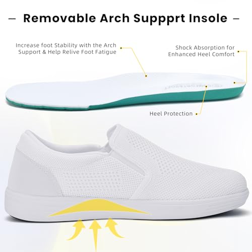 konhill Men's Slip on Shoes, Casual Breathable Boat Sneakers with Arch Support Lightweight Mesh Beach Loafers for Driving Walking Skate2