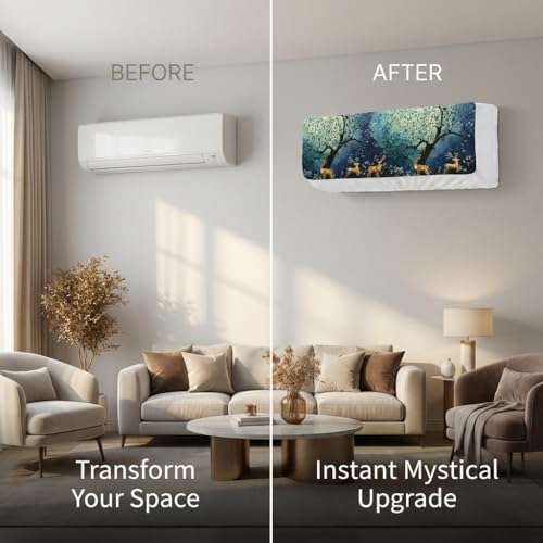Image of Split AC Cover 1 ton, 1.5 ton to 2 Ton |Designer Digital Print Indoor AC Dust Cover | Stretchable Lycra Fabric | 38x12x9 Inch | Washable Polyester AC Indoor Unit Cover | Dust Dirt Resistant