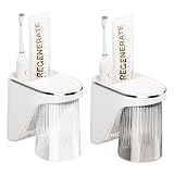 OUZHOU 2 Stück Zahnbürstenhalter, Zahnputzbecherhalter Ohne Bohren Mit Magnetischem Bechern und Aufbewahrungsbox, Zahnbürstenhalter Wand Zahnputzbecher Kinder, Toothbrush Holder für Familien Bathroom