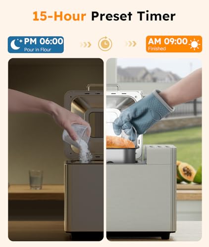 2LB Bread Maker Machine, OSIPOTO 17 in 1 Automatic Stainless Steel Bread Machine, Non-stick, Beginner-Friendly Controls, 15 Hour Timer, Easy to Clean Low Noise, High Success Rate for Homemade Bread image 6