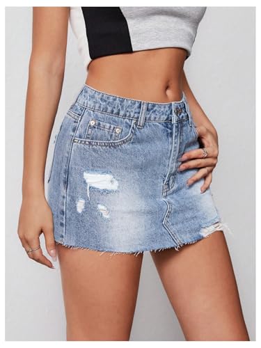 Floerns Women's Mid Waist Zip Up Skinny Pencil Jean Skirt Bodycon Mini Skirt4