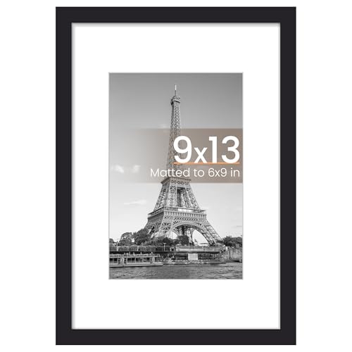 Image of upsimples 9x13 Frame, Display Pictures 6x9 with Mat or 9 x 13 Without, Wall Hanging Photo Frames, Black, 1 Pack