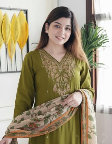 Image of KLOSIA Women Embroidery Kurta and Pant Set with Dupataa