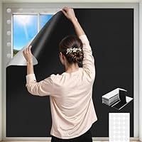 145 x 300CM Blackout Curtains for Travel Portable Blackout Blind Stick On, No Drill Blinds for Window Blinds Temporary Black Out Material Cut to Any Size Window Cover Film for Bedroom Dorm