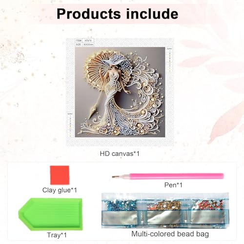 Image of AiYuanzsh 5D Special Shaped Diamond Painting Kit - Charming Goddess Design, Unique Crystal Rhinestone Diamond Art Set for Beginners and Adults, Perfect for Home Wall Decor and Holiday Gifts