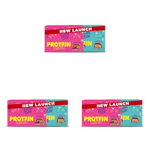 Image of Yoga Bar Protein Minis Combo | Choco Peanut Butter + Coffee Crush | High Protein Snack Bars | 24 Pieces Each | 86g Protein per Pack | Healthy Snack | (Pack of 3)