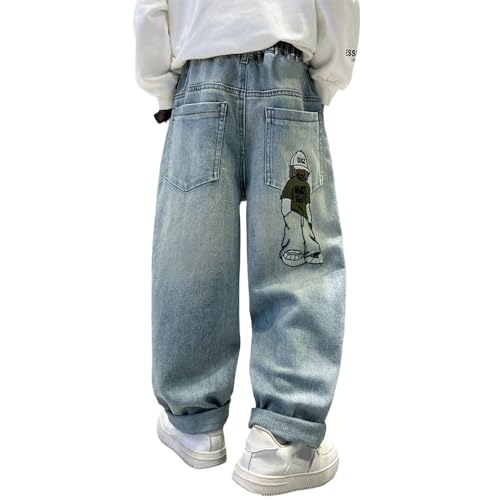 Boys Baggy Jeans, Y2K Pants with Cartoon Embroidery - Fashion Loose Fit Casual Pants with Pockets for Kids. 5