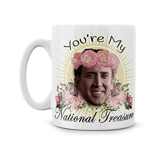 You're My National Treasure Nic Cage Nicholas Cage Funny Gift Meme Funny Geek Nerd Ceramic 11oz Coffee Mug Tea Cup Best One true god Reddit