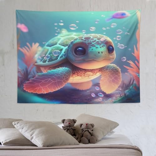 Tapisserie tortue mignonne pour habiller un mur de chambre