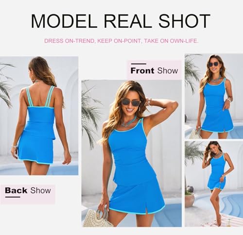 Image of Dokotoo Tankini Swimsuits for Women 2026 Two Piece Bathing Suits Tummy Control Ruched Swim Suits with Skirt