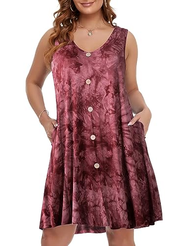 Image of BELAROI Summer Dresses for Women Beach Tshirt Sundress V Neck Casual Swing Tank Dress Swimsuit Cover Ups Pockets