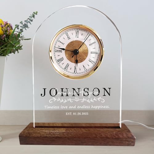 IASIRTGN Personalized Anniversary Wedding Clock for Couple, Parents, Grandparents, Husband, Wife, Custom Golden Wedding Gift for Him, Her, 50th Anniversary