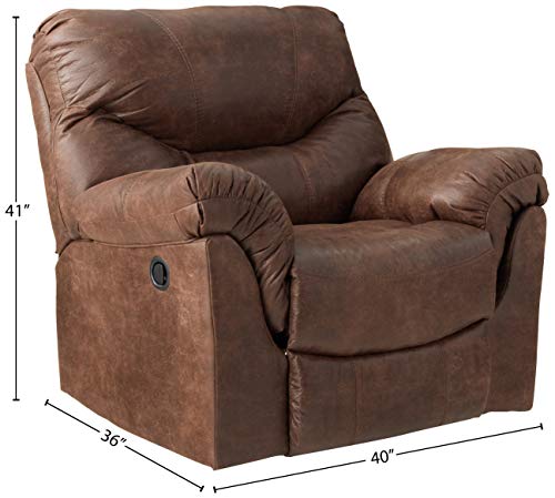 Signature Design By Ashley Alzena Faux Leather Oversized Manual Rocker Recliner, Brown #TOP2
