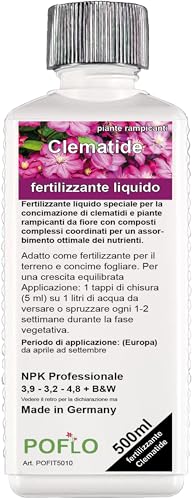 POFLO Clematis fertilizzante piante rampicanti fertilizzante liquido HIGHTECH NPK fertilizzante completo - fertilizza le piante (500ml)