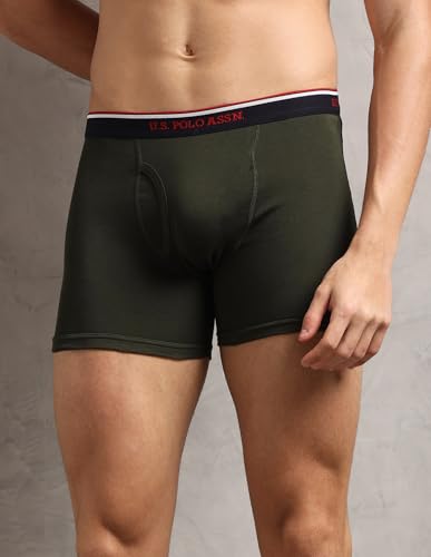 Image of U.S. Polo ASSN. Men's I667 Ribbed Cotton Mid Rise Underwear Trunks - Pack of 1