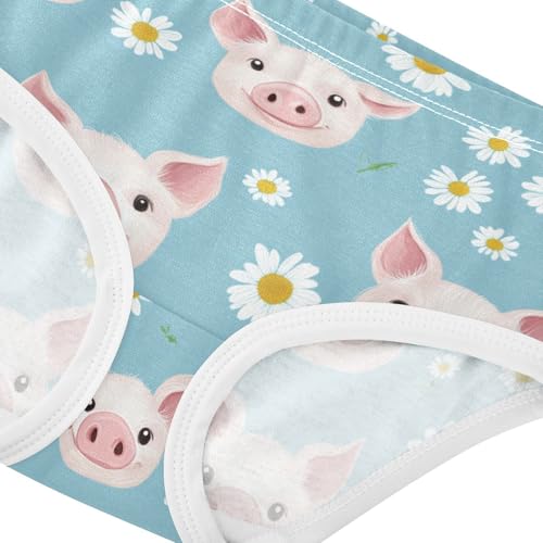 Wusikd Cute Pigs Daisy Girls' Underwear Cotton Flowers Blue Girls Briefs Soft Toddler Underwear 2T4