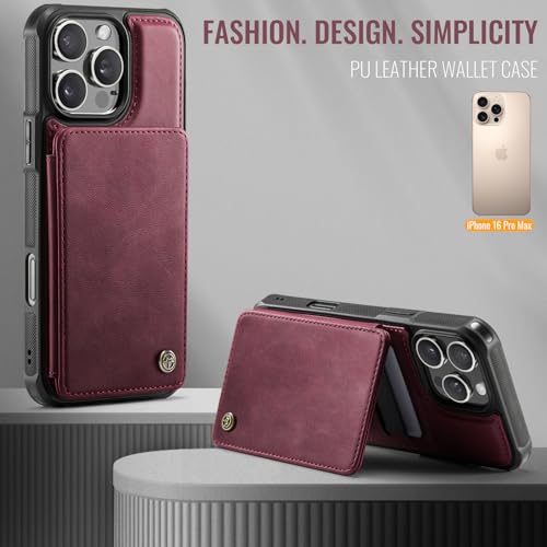 Vinich for iPhone 16 Pro Max Wallet Case with Card Holder, RFID Blocking Credit Slots Kickstand Shockproof Phone Cover Fit for iPhone 16 Pro Max 6.9" Burgundy by Vinich - Used condition - Image 8