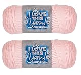 Hobby Lobby I Love This Yarn - 4 Medium 100% Acrylic Yarn for Crocheting & Knitting Blankets, Hats & Accessories, Set of 2, 102 Soft Pink