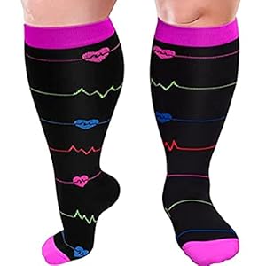 1 Pack Plus Size Compression Socks for Women and Men, 20-30mmhg Extra Large Stockings for Circulation Support