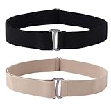 2PCS No Show Women Elastic Strap Belt, Invisible Stretch Waist Belt Adjustable with Flat Buckle,Shirt Tuck Band Women, Bulky Sweater Crop Tuck Band, Womens Belts for Jeans Shirts Dresses Pants