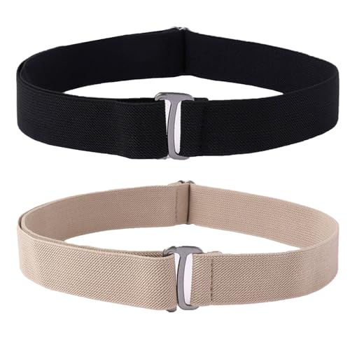 2PCS Bulky Sweater Tuck Band, Women Adjustable Elastic Belt, Women Belts Invisible Elastic Stretch Belt with Flat Buckle, Tuck Band for Cropping Sweaters Suitable for Shirts, Dresses, Pants