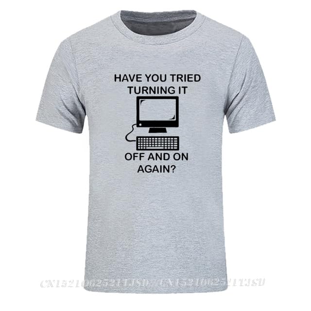 GenericTops & Tees - Compture ProgRAMsmer T Shirts Have You Tried Turning It Offs And On Again Code Funny Men's Tops T Shirt Premium Cotton Clothes (14 M)