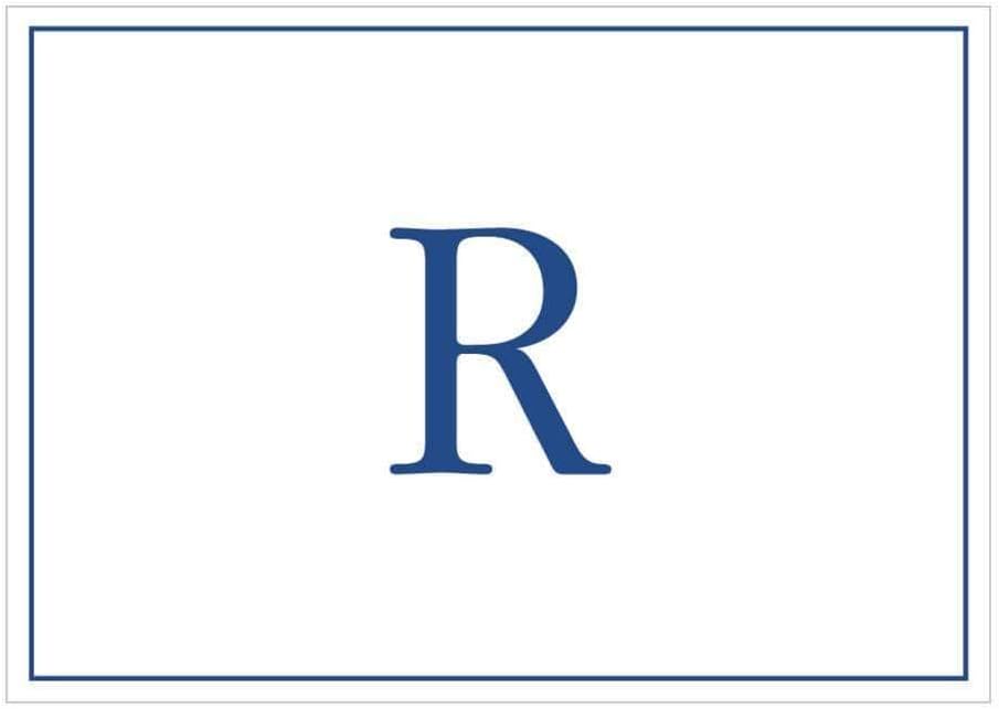 Caspari Navy Embossed Initials Boxed Note Cards in Letter R, 16 Cards & Envelopes
