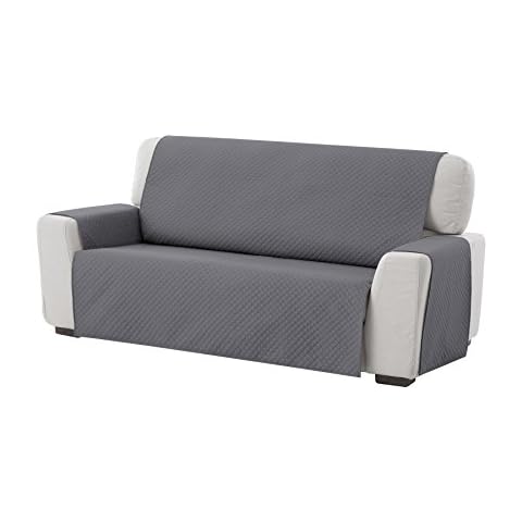 Textil-home Sesselschoner Sofaüberwurf Adele, 3 Sitzer - Reversibel gepolsterter Sofaschutz. Farbe Grau Cover
