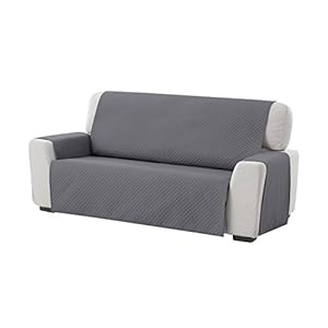 Textilhome – Housse de Canapé Protecteur Adele , Taille 3 Places. Housse Matelasse Réversible. Couleur Grey
