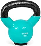 Yes4All Vinyl Coated Kettlebell with Protective Rubber Base, Strength Training Kettlebells for Weightlifting, Conditioning, Strength & Core Training (10LB - Mint)