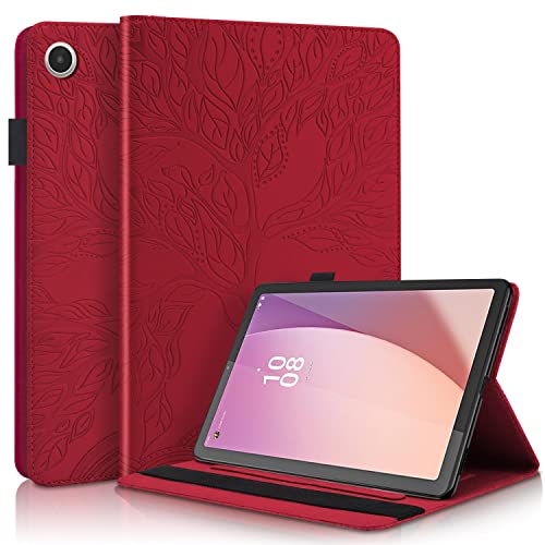 Compatible Lenovo Tab M8 4rd Gen étui cuir PU TB-300FU TB-300XU protection rouge